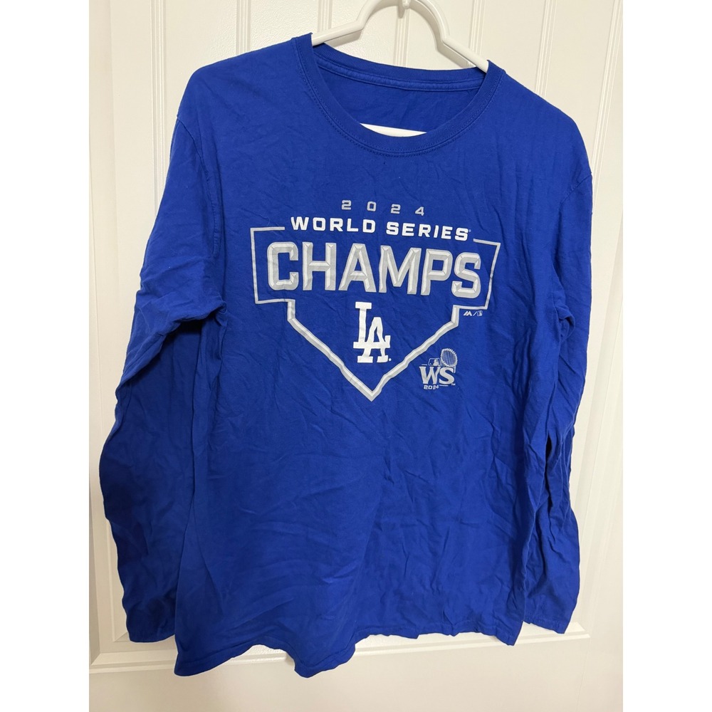 MLB LA Dodgers Long Sleeve Shirt Mens Large Blue 2024 World‎ Series Champs